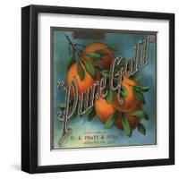 Pure Gold Brand - Redlands, California - Citrus Crate Label-Lantern Press-Framed Art Print