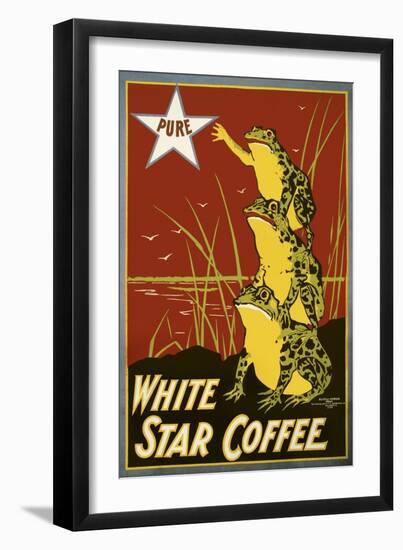 Pure White Star Coffee, Frogs-null-Framed Giclee Print