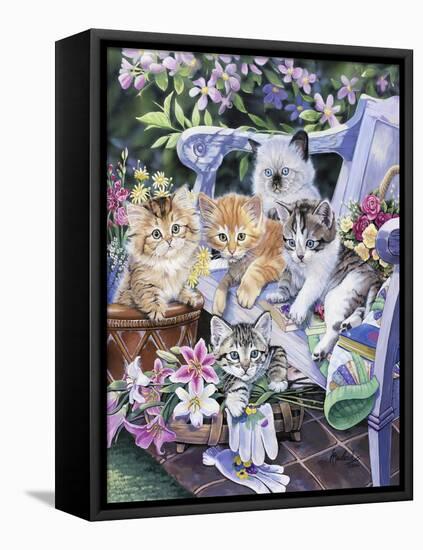 Purfect Gardening Buddies-Jenny Newland-Framed Stretched Canvas