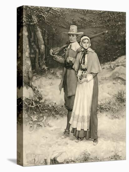 Puritan Couple on their Way to Sunday Worship, Engraved by Thomas Gold Appleton, 1885-George Henry Boughton-Stretched Canvas