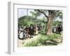 Puritan Settlers Arriving in Boston, Massachusetts Bay Colony, 1630s-null-Framed Giclee Print