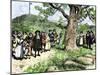 Puritan Settlers Arriving in Boston, Massachusetts Bay Colony, 1630s-null-Mounted Giclee Print