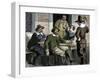 Puritans Drinking from Pewter Mugs in Colonial Massachusetts-null-Framed Giclee Print