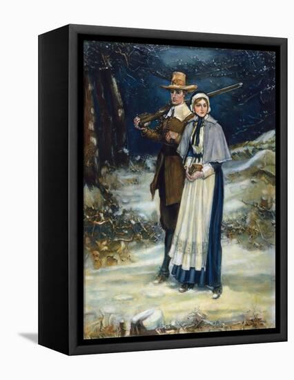 Puritans Going to Church-George Henry Boughton-Framed Stretched Canvas