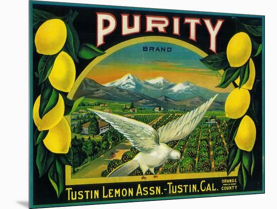 Purity Lemon Label - Tustin, CA-Lantern Press-Mounted Art Print