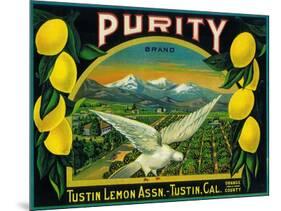 Purity Lemon Label - Tustin, CA-Lantern Press-Mounted Art Print