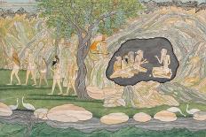 The Five Siddhas Make their Way to the Kailasha Mountains, C.1820-Purkhu-Framed Stretched Canvas