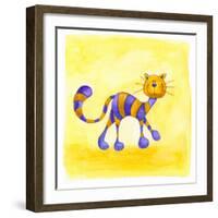 Purple and Yellow Cat-null-Framed Giclee Print