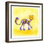 Purple and Yellow Cat-null-Framed Giclee Print