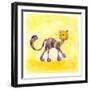 Purple and Yellow Cat-null-Framed Giclee Print