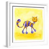 Purple and Yellow Cat-null-Framed Giclee Print