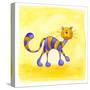 Purple and Yellow Cat-null-Stretched Canvas