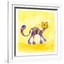 Purple and Yellow Cat-null-Framed Giclee Print