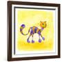 Purple and Yellow Cat-null-Framed Giclee Print