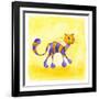 Purple and Yellow Cat-null-Framed Giclee Print