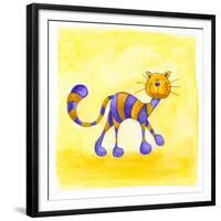 Purple and Yellow Cat-null-Framed Giclee Print