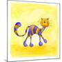 Purple and Yellow Cat-null-Mounted Giclee Print