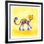 Purple and Yellow Cat-null-Framed Giclee Print