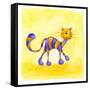 Purple and Yellow Cat-null-Framed Stretched Canvas