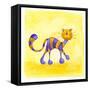 Purple and Yellow Cat-null-Framed Stretched Canvas