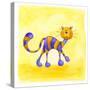 Purple and Yellow Cat-null-Stretched Canvas
