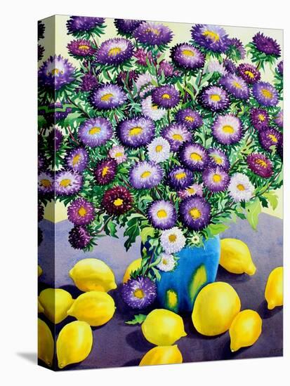 Purple Asters and Lemons-Christopher Ryland-Stretched Canvas