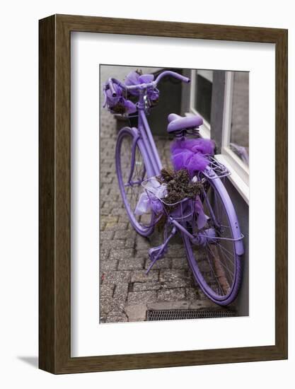 Purple bicycle on street, Limburg an der Lahn, Hesse, Germany-null-Framed Photographic Print