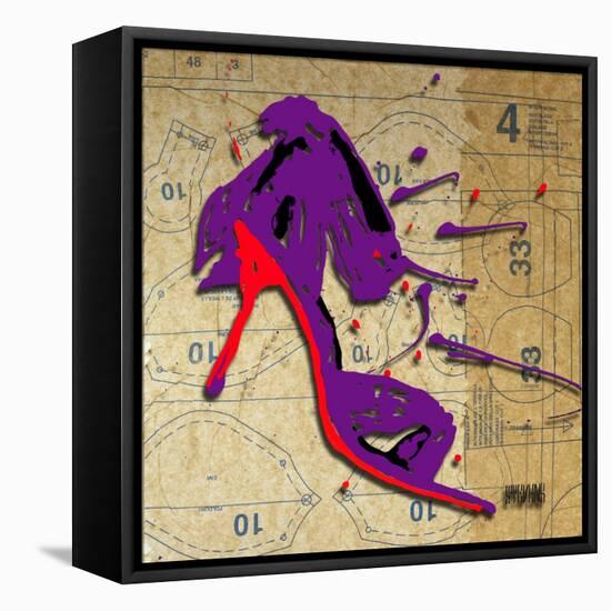 Purple Bow Heel-Roderick E. Stevens-Framed Stretched Canvas