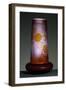 Purple Cameo Glass Vase with Globular Base and Cylindrical Neck with Grape Engravings-Emile Galle-Framed Giclee Print