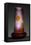 Purple Cameo Glass Vase with Globular Base and Cylindrical Neck with Grape Engravings-Emile Galle-Framed Stretched Canvas