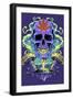 Purple Cannabis Skull With Mushrooms-FlyLand Designs-Framed Giclee Print