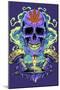 Purple Cannabis Skull With Mushrooms-FlyLand Designs-Mounted Giclee Print