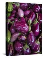 Purple eggplant, Seafront Market, St-Paul, Reunion Island, France-Walter Bibikow-Stretched Canvas