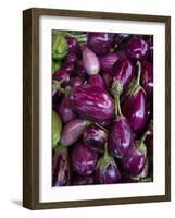 Purple eggplant, Seafront Market, St-Paul, Reunion Island, France-Walter Bibikow-Framed Photographic Print