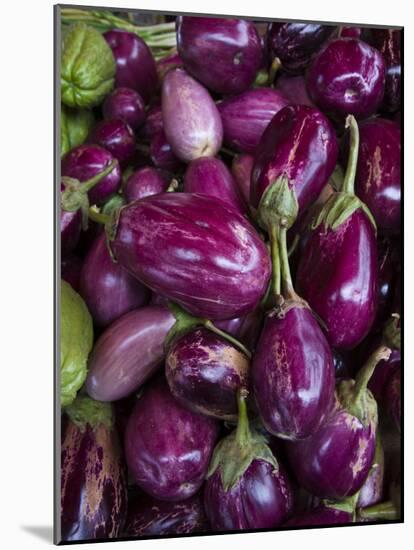 Purple eggplant, Seafront Market, St-Paul, Reunion Island, France-Walter Bibikow-Mounted Photographic Print