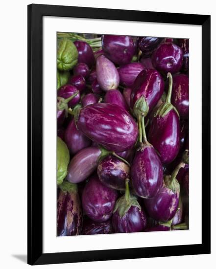 Purple eggplant, Seafront Market, St-Paul, Reunion Island, France-Walter Bibikow-Framed Photographic Print