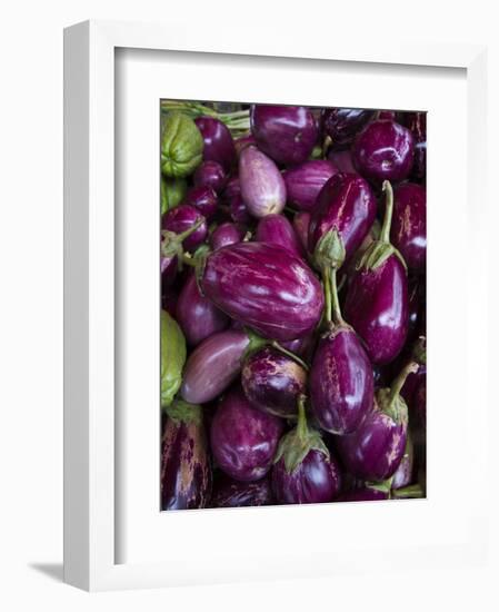 Purple eggplant, Seafront Market, St-Paul, Reunion Island, France-Walter Bibikow-Framed Photographic Print