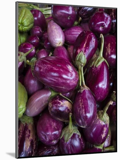 Purple eggplant, Seafront Market, St-Paul, Reunion Island, France-Walter Bibikow-Mounted Photographic Print