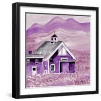 Purple Folk Art Barn-Cheryl Bartley-Framed Premium Giclee Print