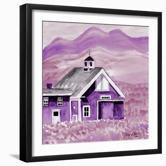 Purple Folk Art Barn-Cheryl Bartley-Framed Giclee Print