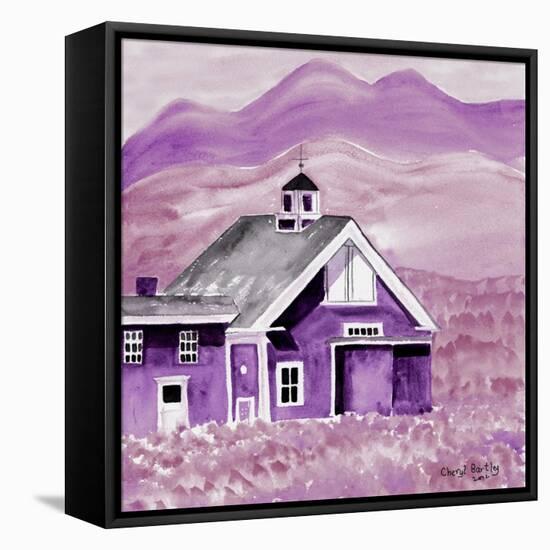 Purple Folk Art Barn-Cheryl Bartley-Framed Stretched Canvas