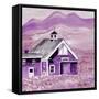 Purple Folk Art Barn-Cheryl Bartley-Framed Stretched Canvas