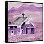 Purple Folk Art Barn-Cheryl Bartley-Framed Stretched Canvas