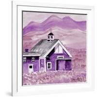 Purple Folk Art Barn-Cheryl Bartley-Framed Giclee Print