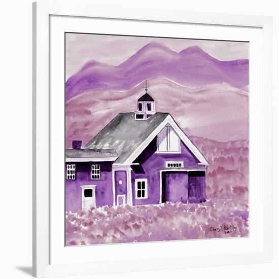 Purple Folk Art Barn-Cheryl Bartley-Framed Giclee Print