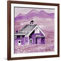 Purple Folk Art Barn-Cheryl Bartley-Framed Giclee Print