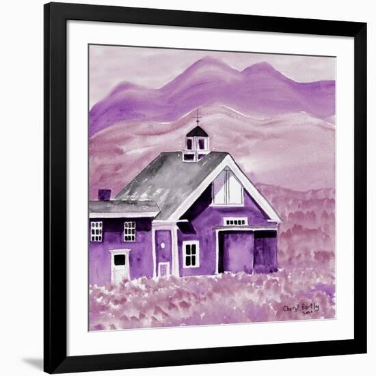 Purple Folk Art Barn-Cheryl Bartley-Framed Giclee Print