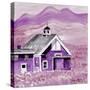 Purple Folk Art Barn-Cheryl Bartley-Stretched Canvas