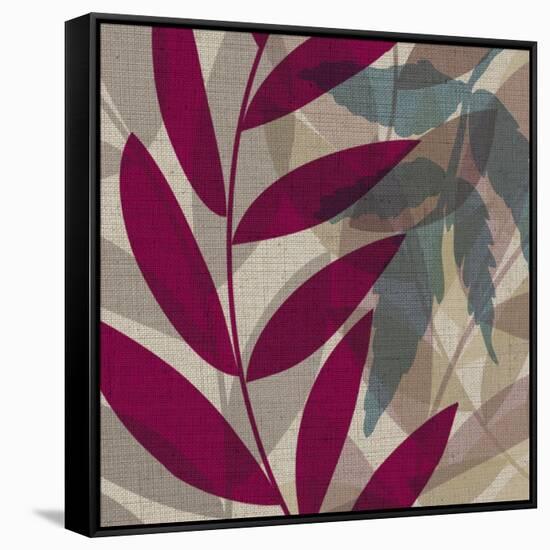 Purple Green Leaves 1-Kristin Emery-Framed Stretched Canvas