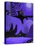 Purple Halloween Black Cats Witch Feet-sylvia pimental-Stretched Canvas